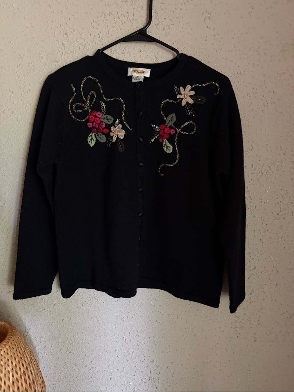 Vintage Talbots 100% Merino Wool Embellished Cardigan